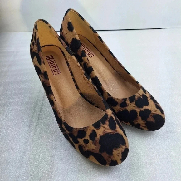 IDIFU Ro 3 Sara Leopard Chunky Block Heel Pump Round Toe 6 5 - Picture 7 of 9